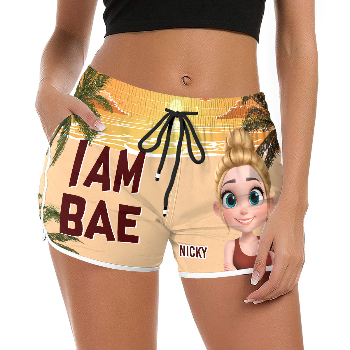 Lost In The Sunshine - Personalized Custom Couple Beach Shorts
