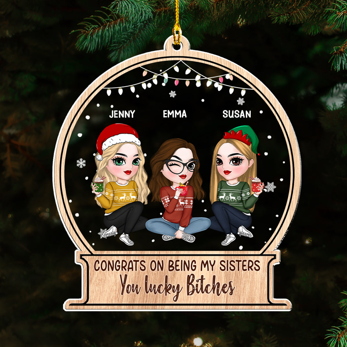 Christmas Congrats On Being My Bestie Sister Coworker - Personalized Custom Acrylic Ornament