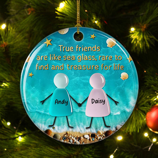 Sea Glass Friendship - Personalized Custom 3D Inflated Effect Ceramic Ornament