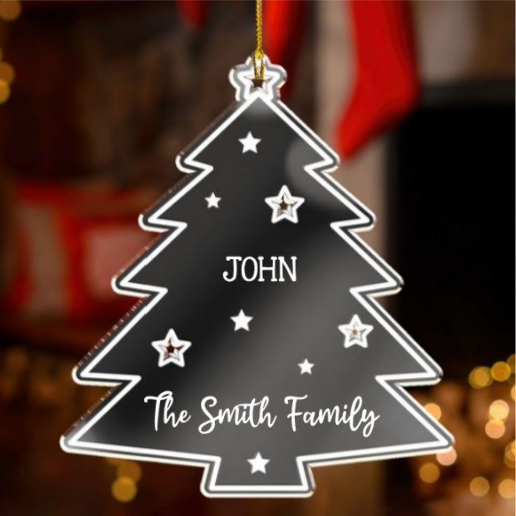 Christmas Tree Family Names - Personalized Custom Mirrored Acrylic Ornament