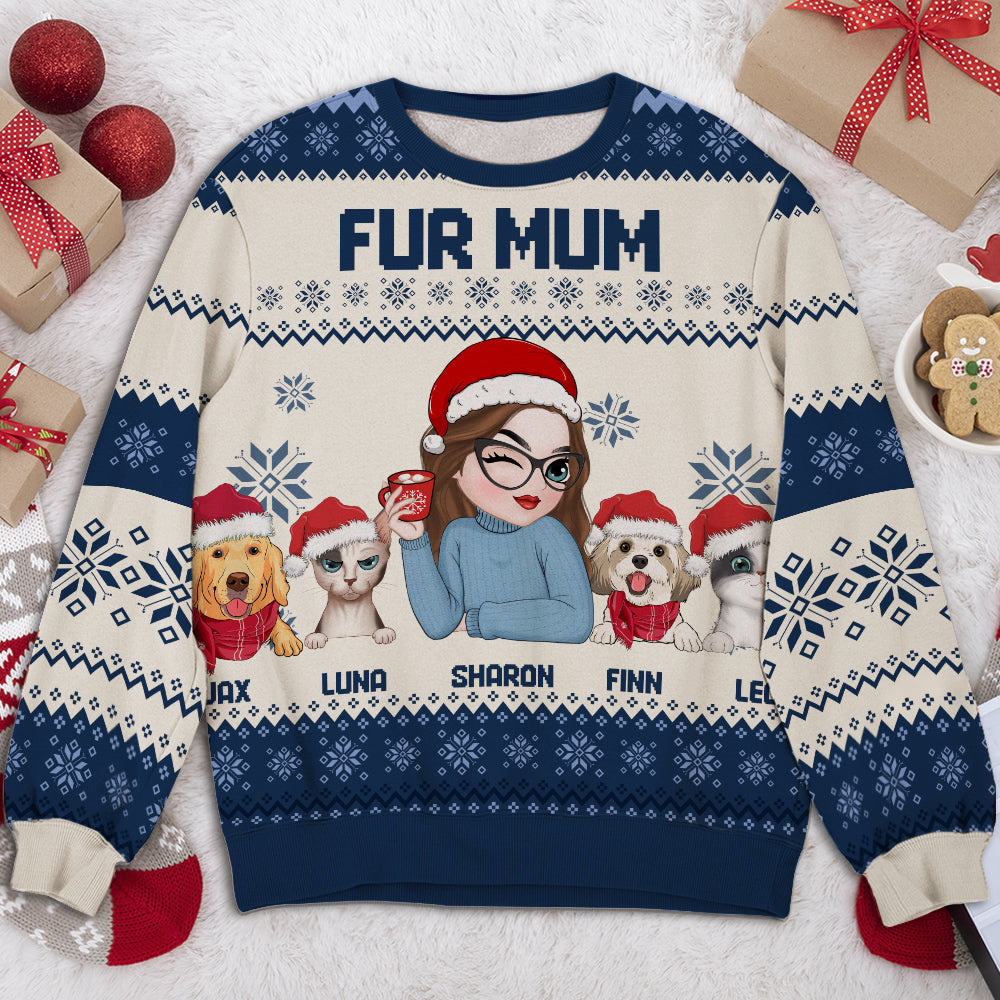 Fur Mom Christmas - Personalized Custom All-Over-Print Sweatshirt