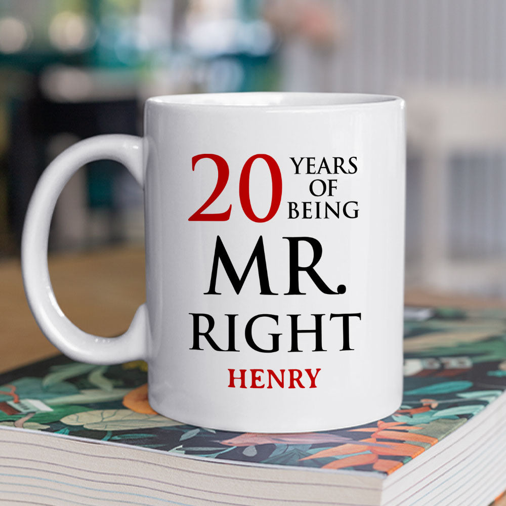 Anniversary Of Being Mr And Mrs Right - Personalized Custom Coffee Mug