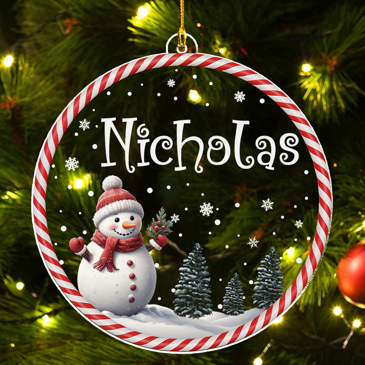 Happy Christmas Snowman - Personalized Custom Acrylic Ornament