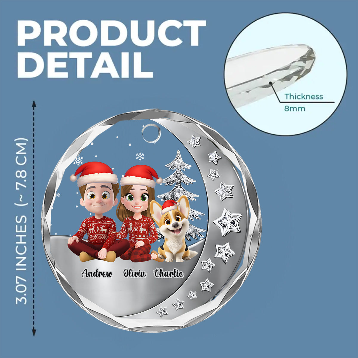 Beside Each Other - Personalized Custom 3D Effect Glass Ornament