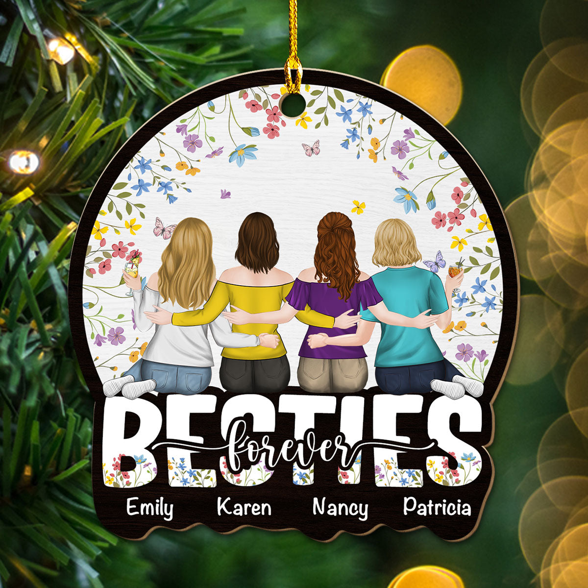 Bestie Colorful - Personalized Custom Wood Ornament