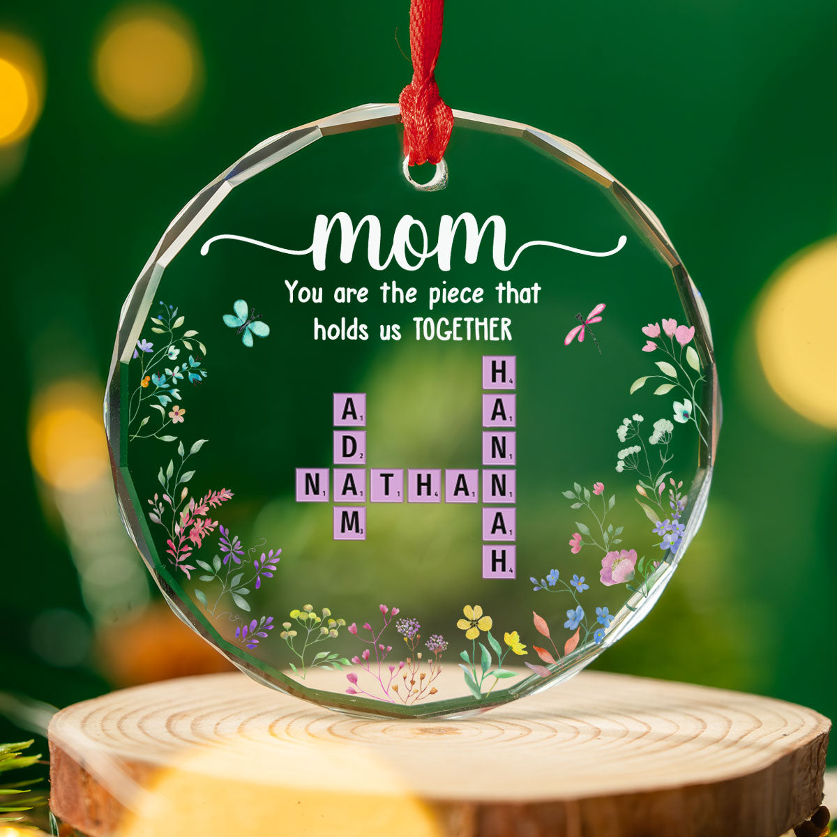 Mom Holds Us Together - Personalized Custom Glass Ornament