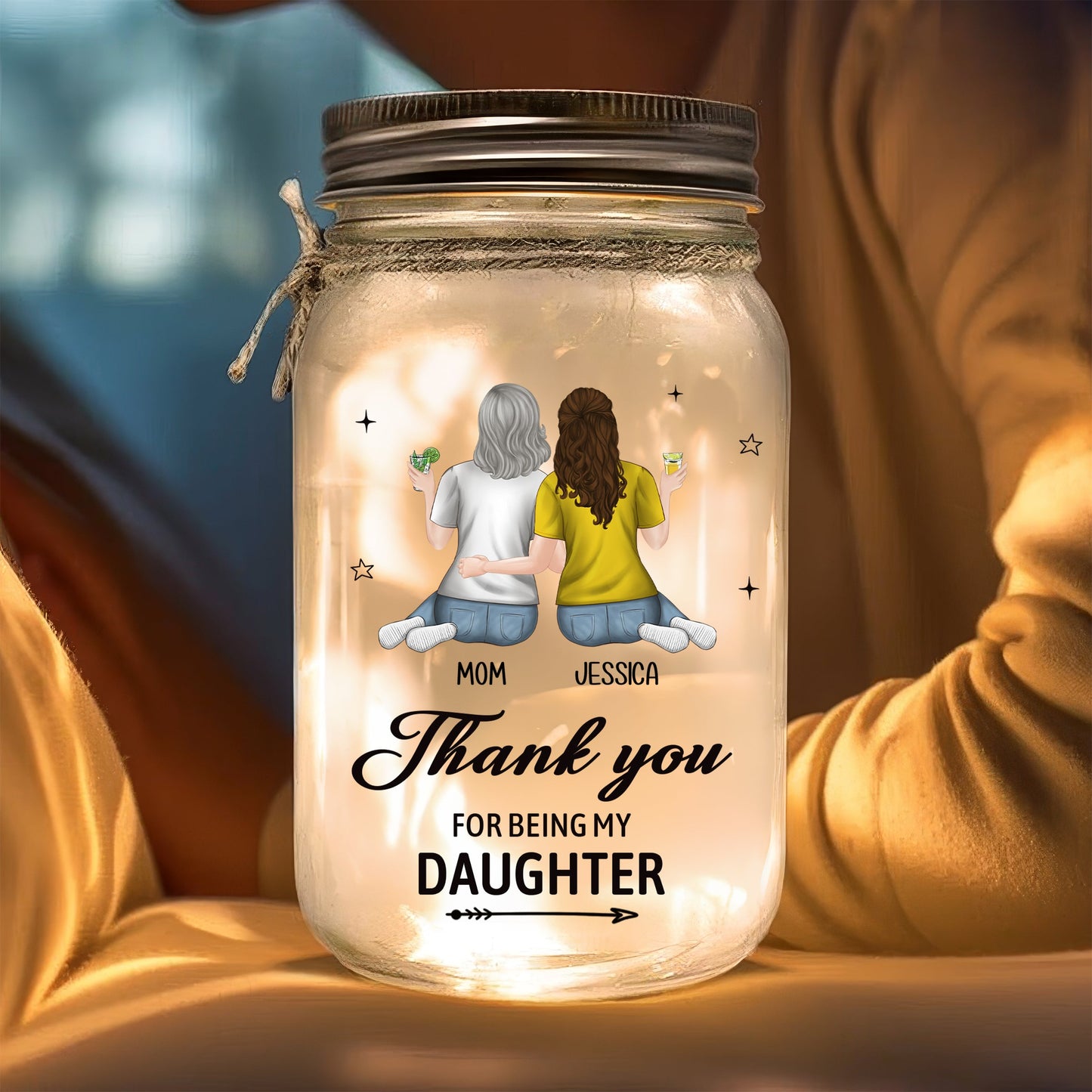 The Love Between Mother And Daughters Is Forever - Personalized Custom Mason Jar Light
