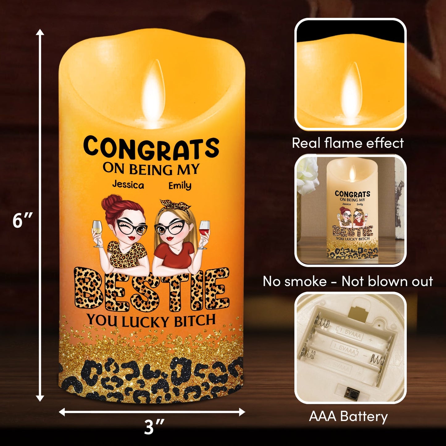 Congrats On Being My Bestie - Personalized Custom LED Candle