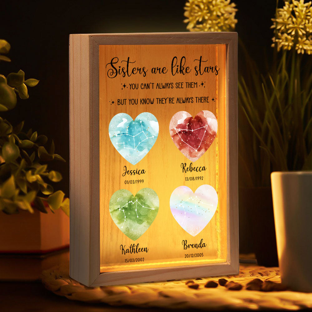 Sisters Are Like Stars - Personalized Custom Frame Light Box
