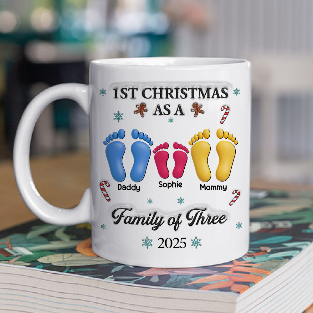 Our First Christmas - Personalized Custom 3D Effect Coffee Mug