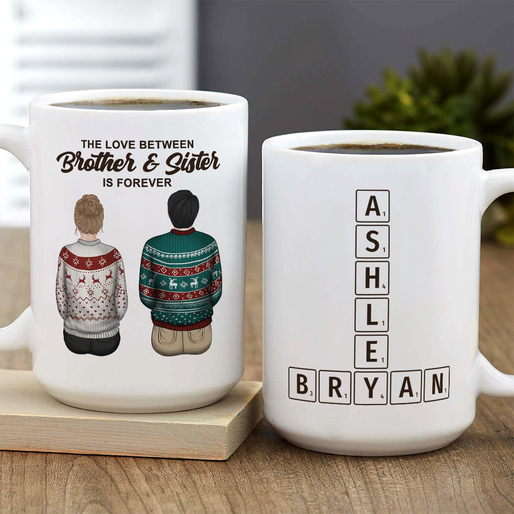 Brothers And Sisters Link Forever Crossword - Personalized Custom Coffee Mug