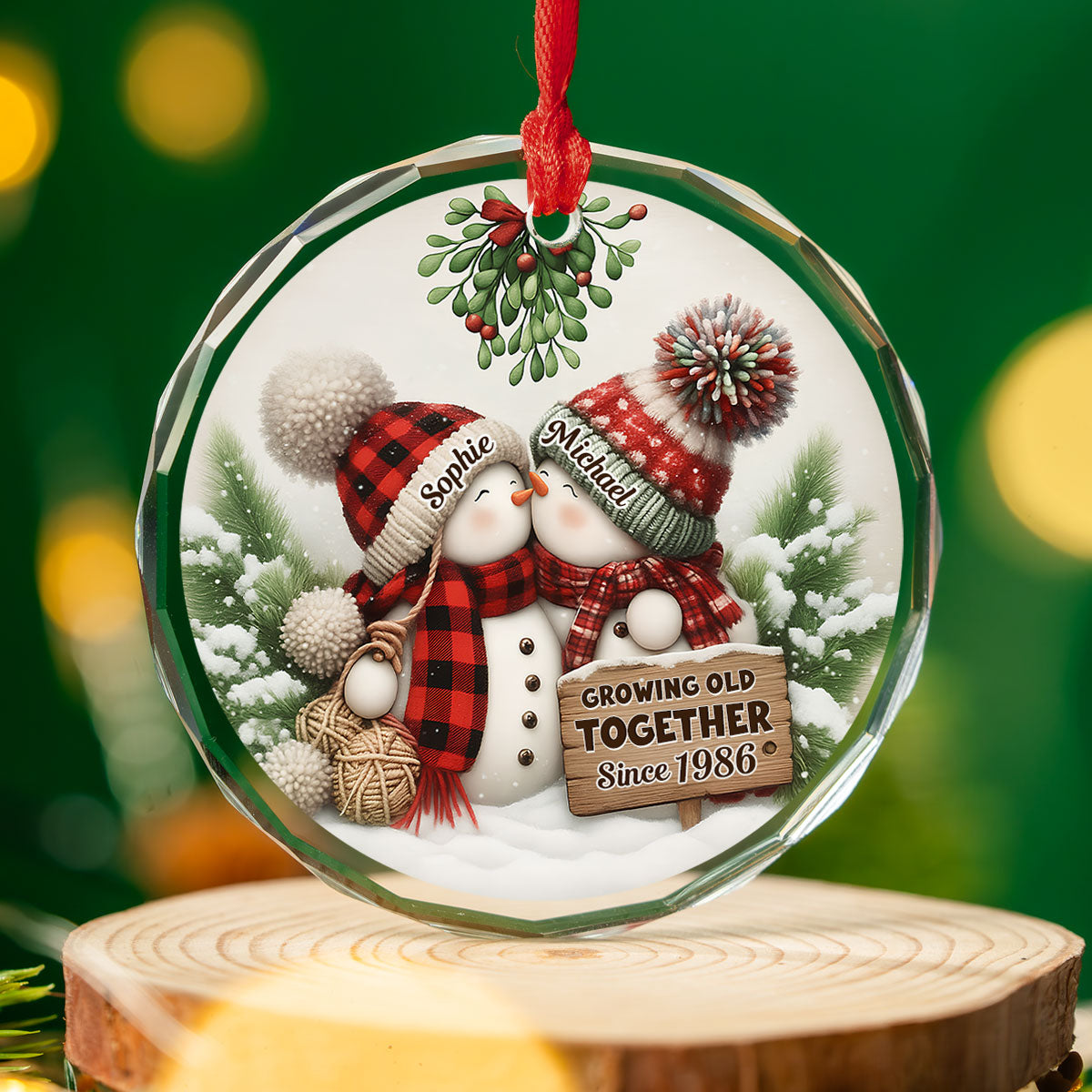 Our Holiday Romance - Personalized Custom Glass Ornament