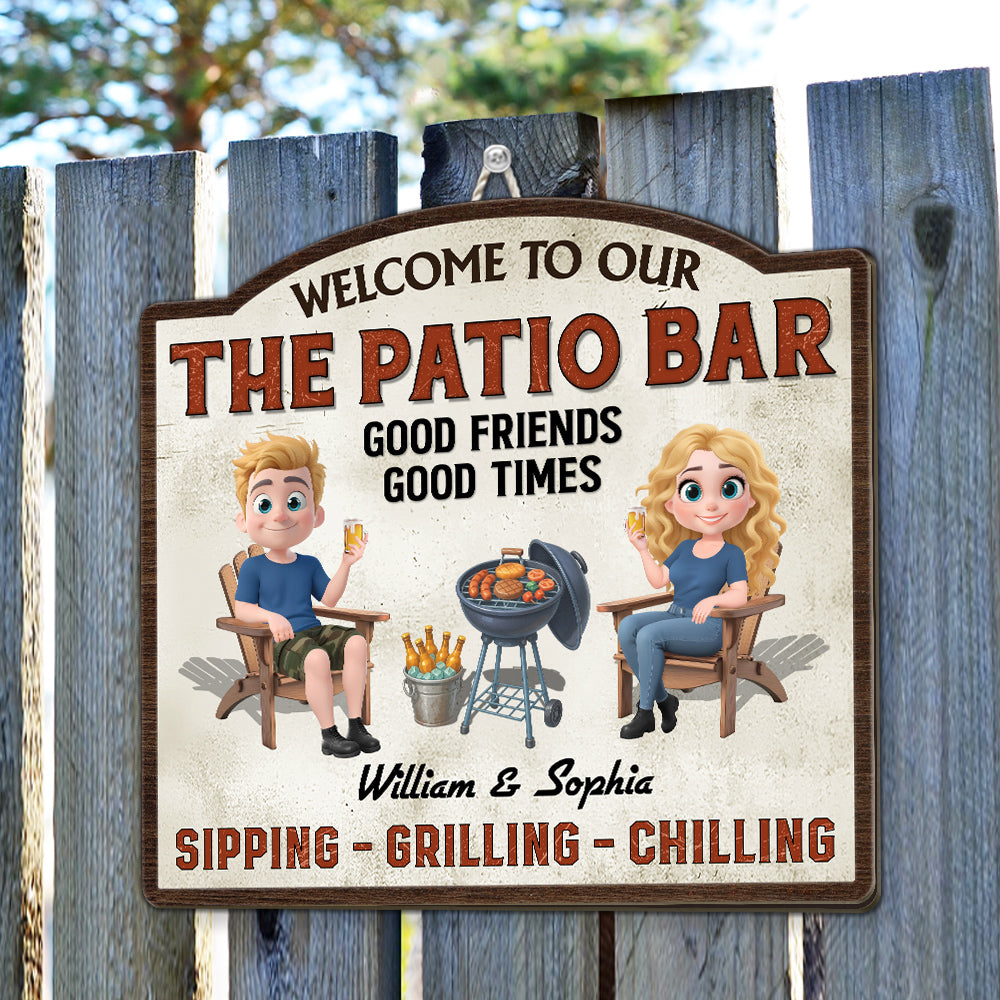 Welcome To Our Patio - Personalized Custom Wood Sign