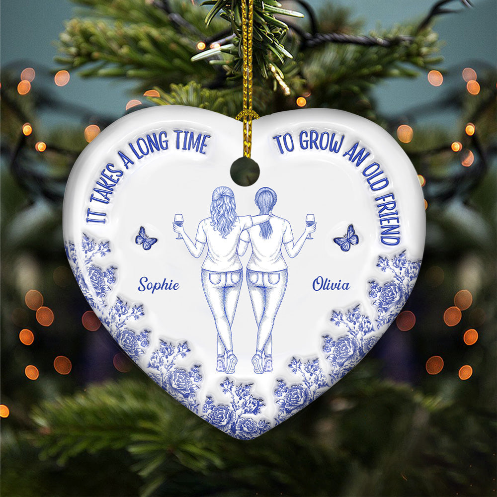 Old Friends Grow Together - Personalized Custom 3D Inflated Effect Ceramic Ornament