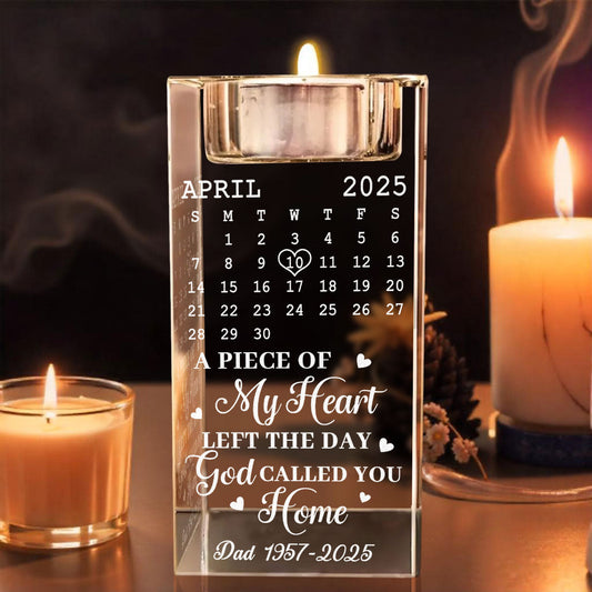 A Piece Of My Heart - Personalized Custom Engraved Crystal Candle Holder