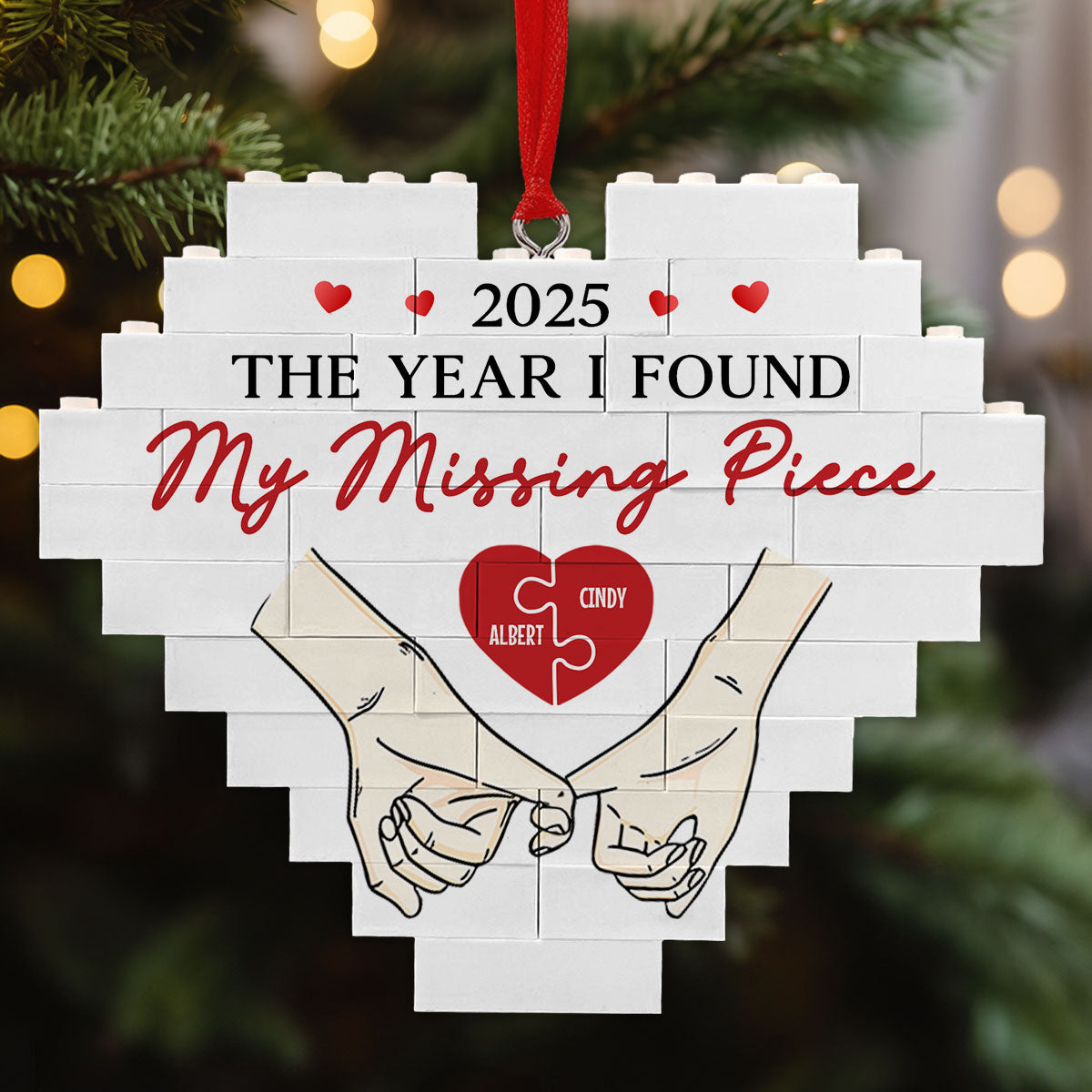 The Year I Found My Missing Piece - Personalized Custom Heart Puzzle Ornament