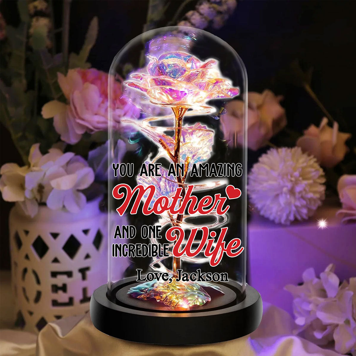 Amazing Mother - Personalized Custom Sparkly Rose