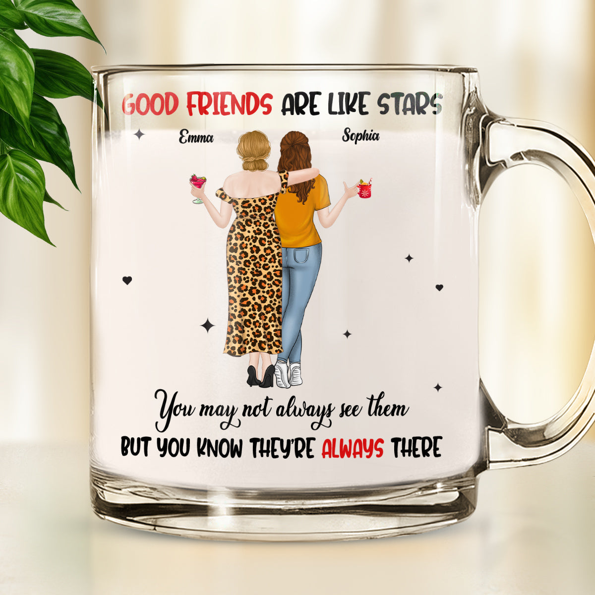 Friends Like Stars - Personalized Custom Glass Mug