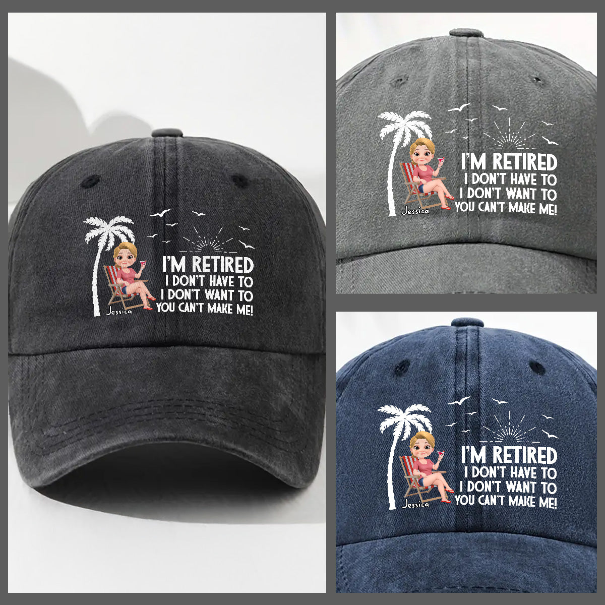 I Am Retired - Personalized Custom Vintage Washed Denim Cap