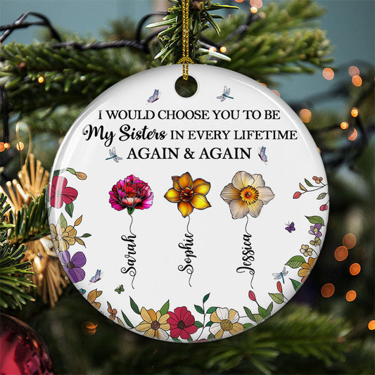 Sisters Bright Together - Personalized Custom Ceramic Ornament