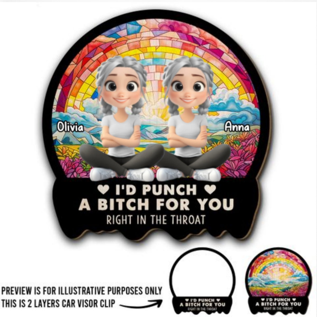 Right In The Throat Cartoonize - Personalized Custom Car Visor Clip