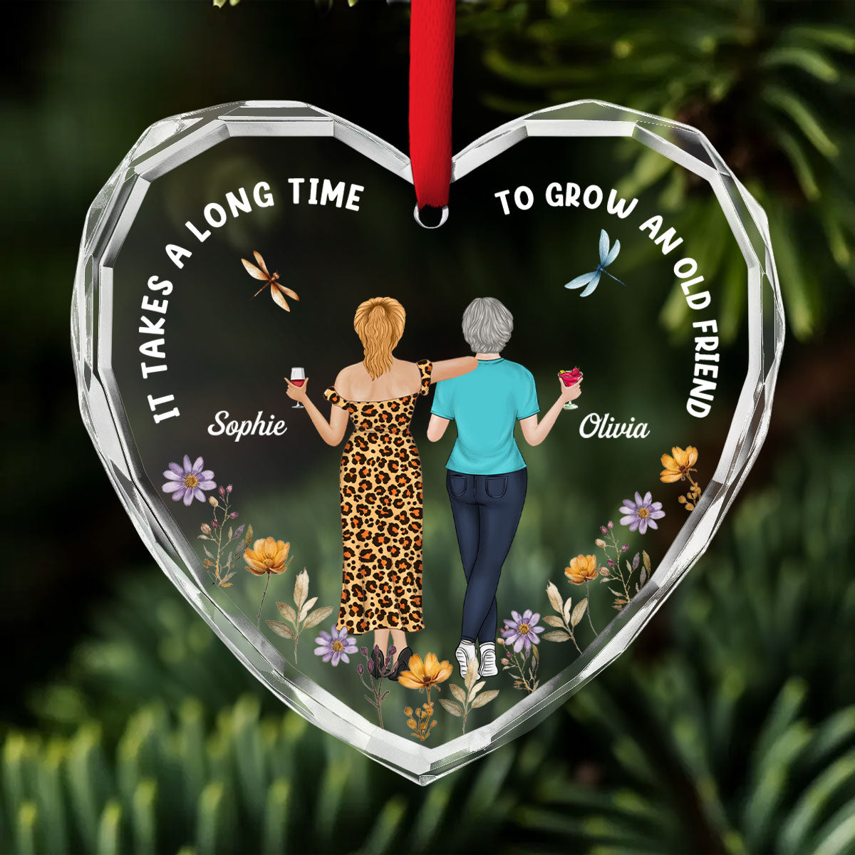 Our Hearts Are Very Old Friends - Personalized Custom Glass Ornament
