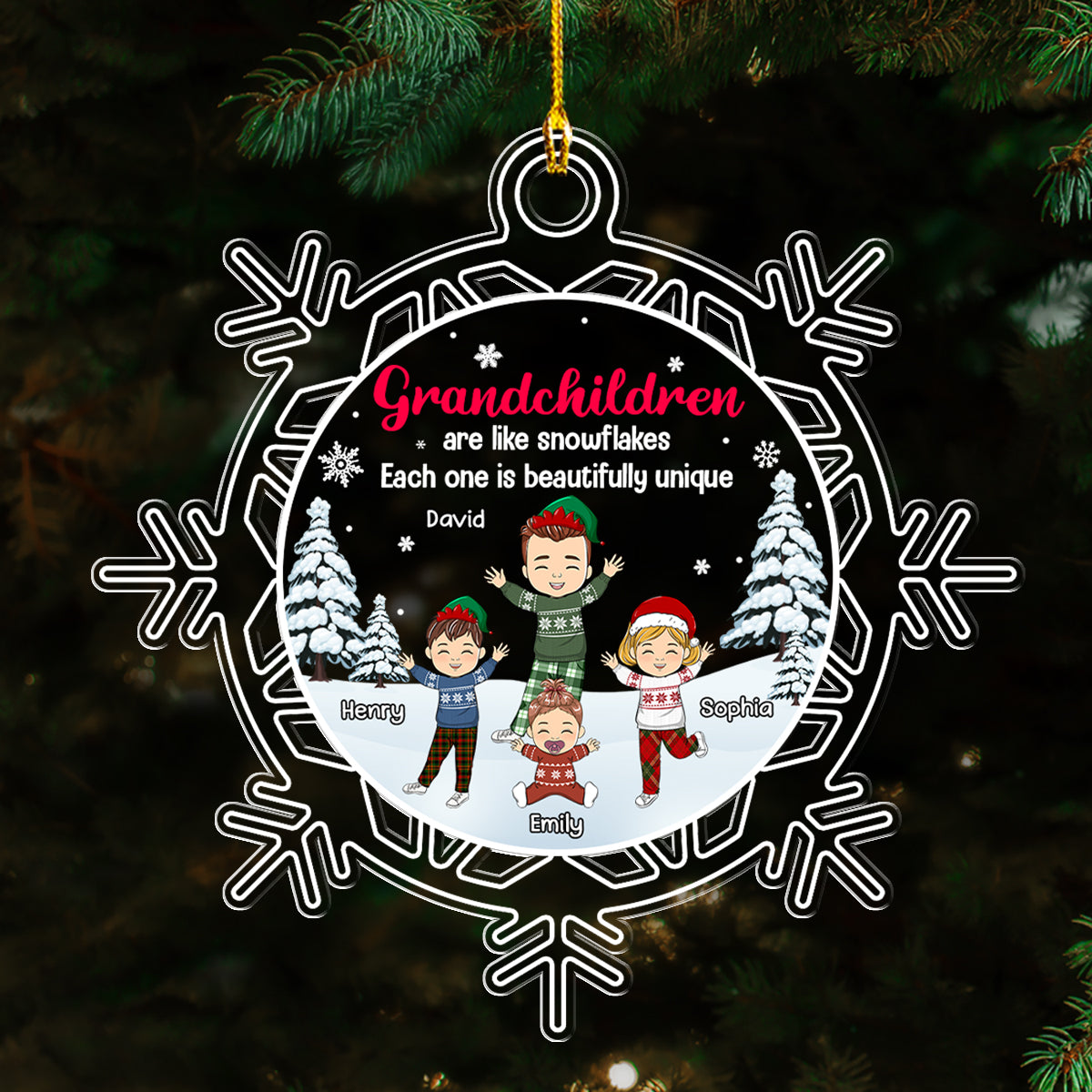 Grandchildren Are Like Snowflakes - Personalized Custom Acrylic Ornament