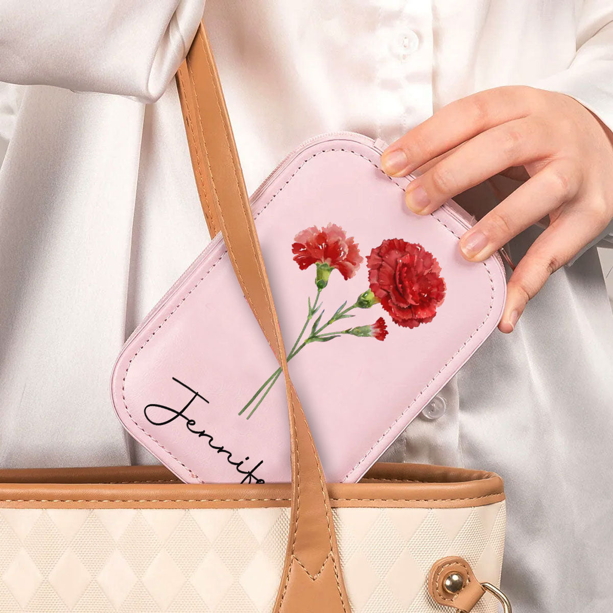 Birth Month Flower Version 2 - Personalized Custom Jewelry Box With LED Mirror