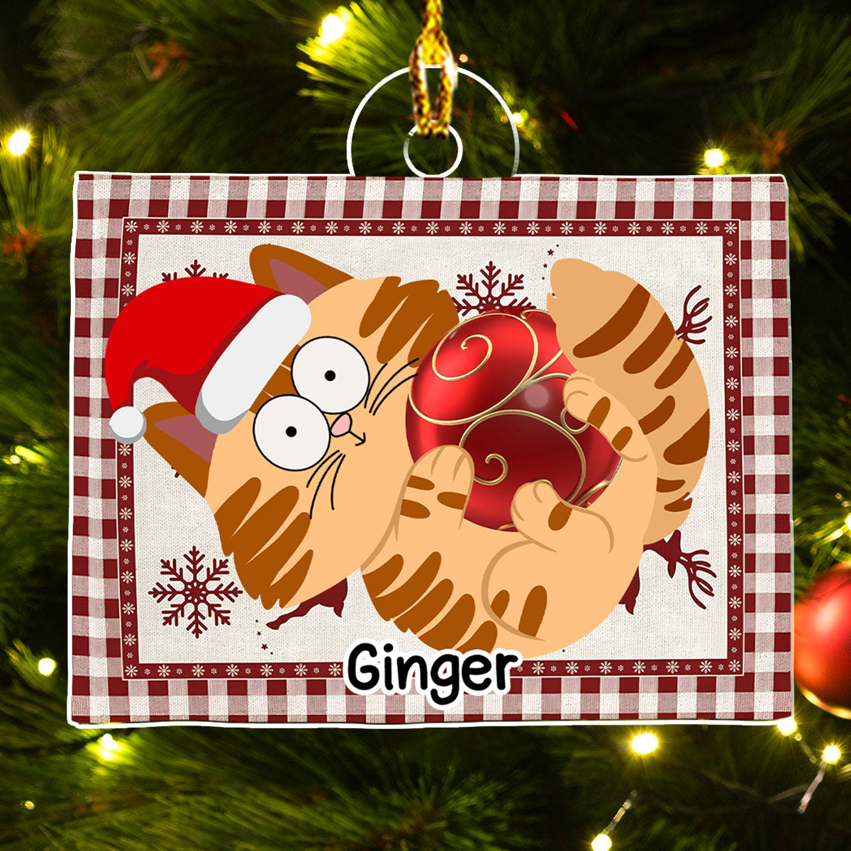 Swinging Cat - Personalized Custom Acrylic Ornament