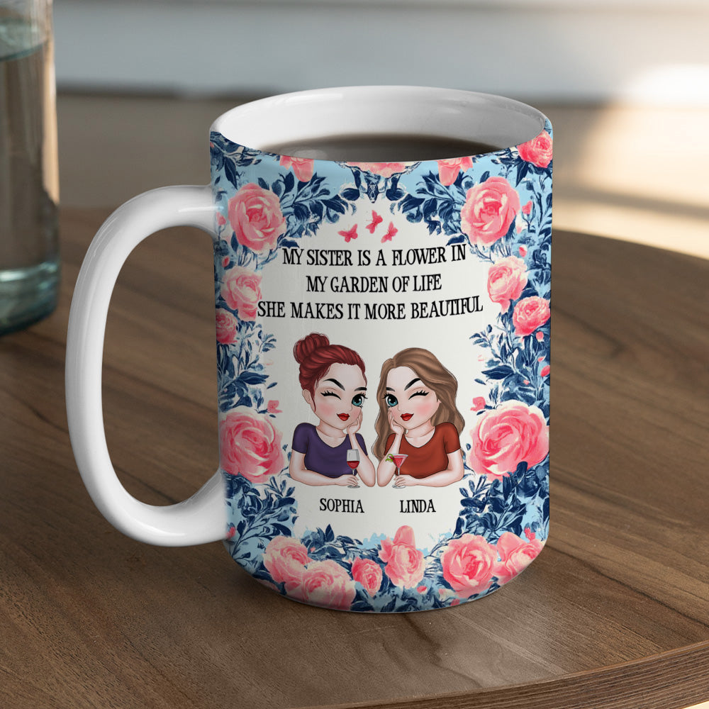 Sisters Bloom Beautifully - Personalized Custom Coffee Mug