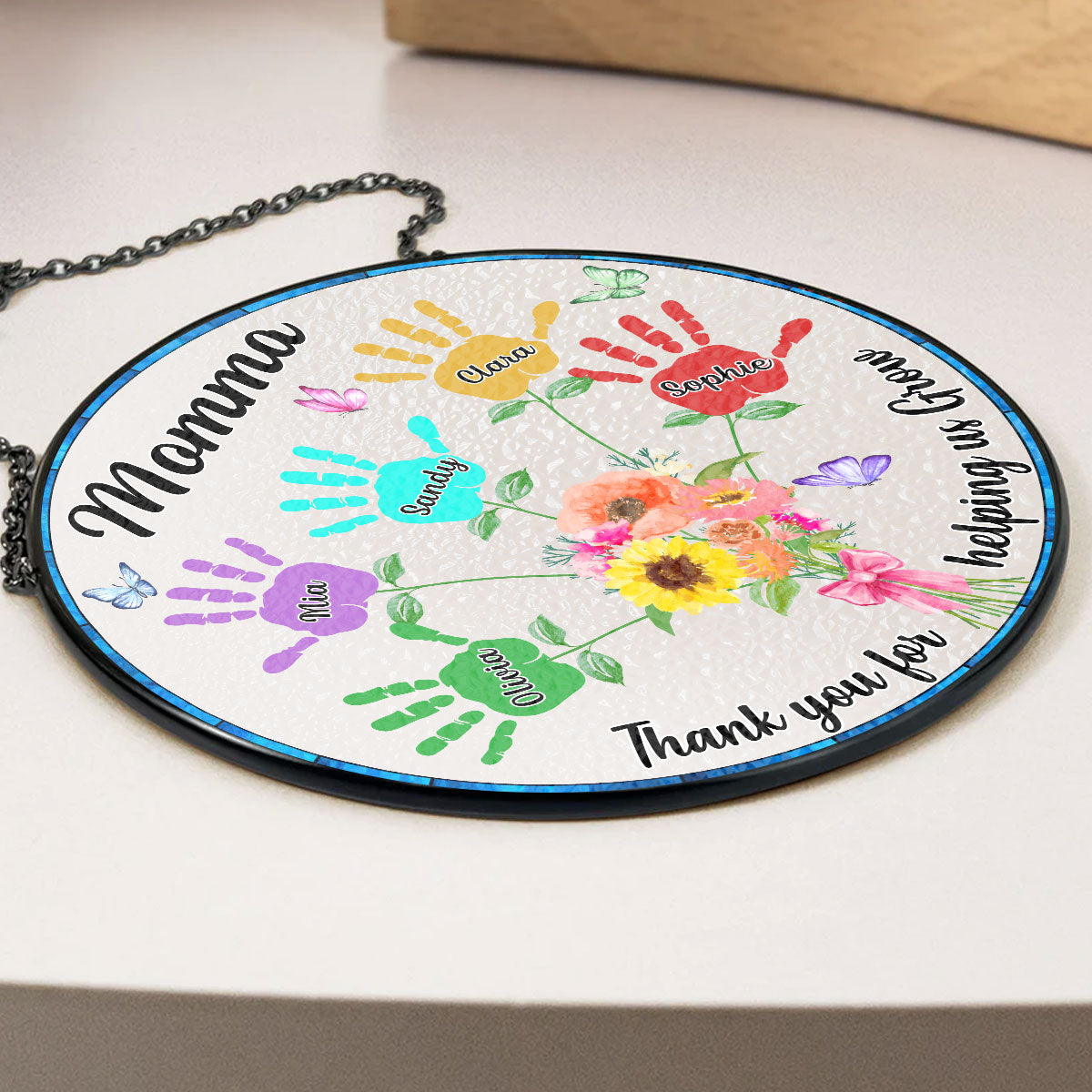 Thank You For Helping Us Grow - Personalized Custom Window Hanging Suncatcher