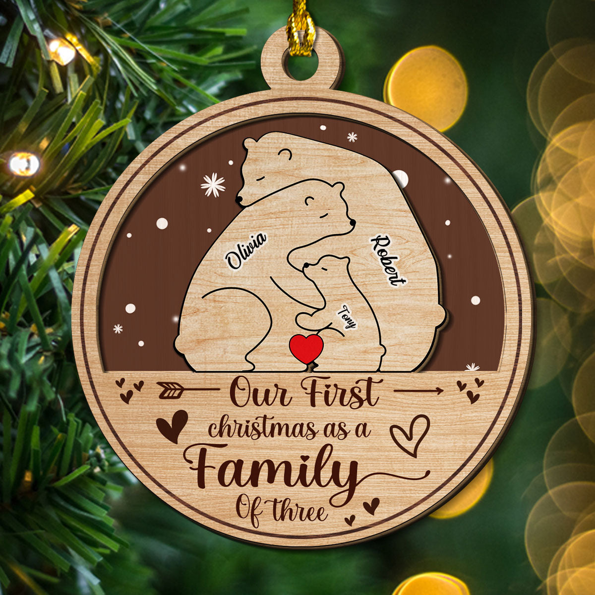 Family Is The Greatest Christmas Gift - Personalized Custom 2-Layered Wood Ornament