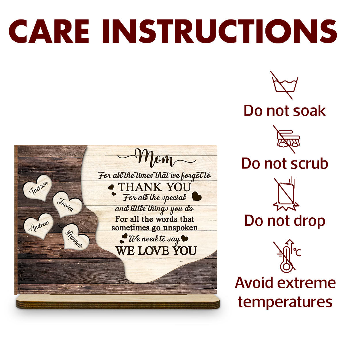 Thank You Mommy - Personalized Custom 2-Layer Wood Plaque With Flat Base