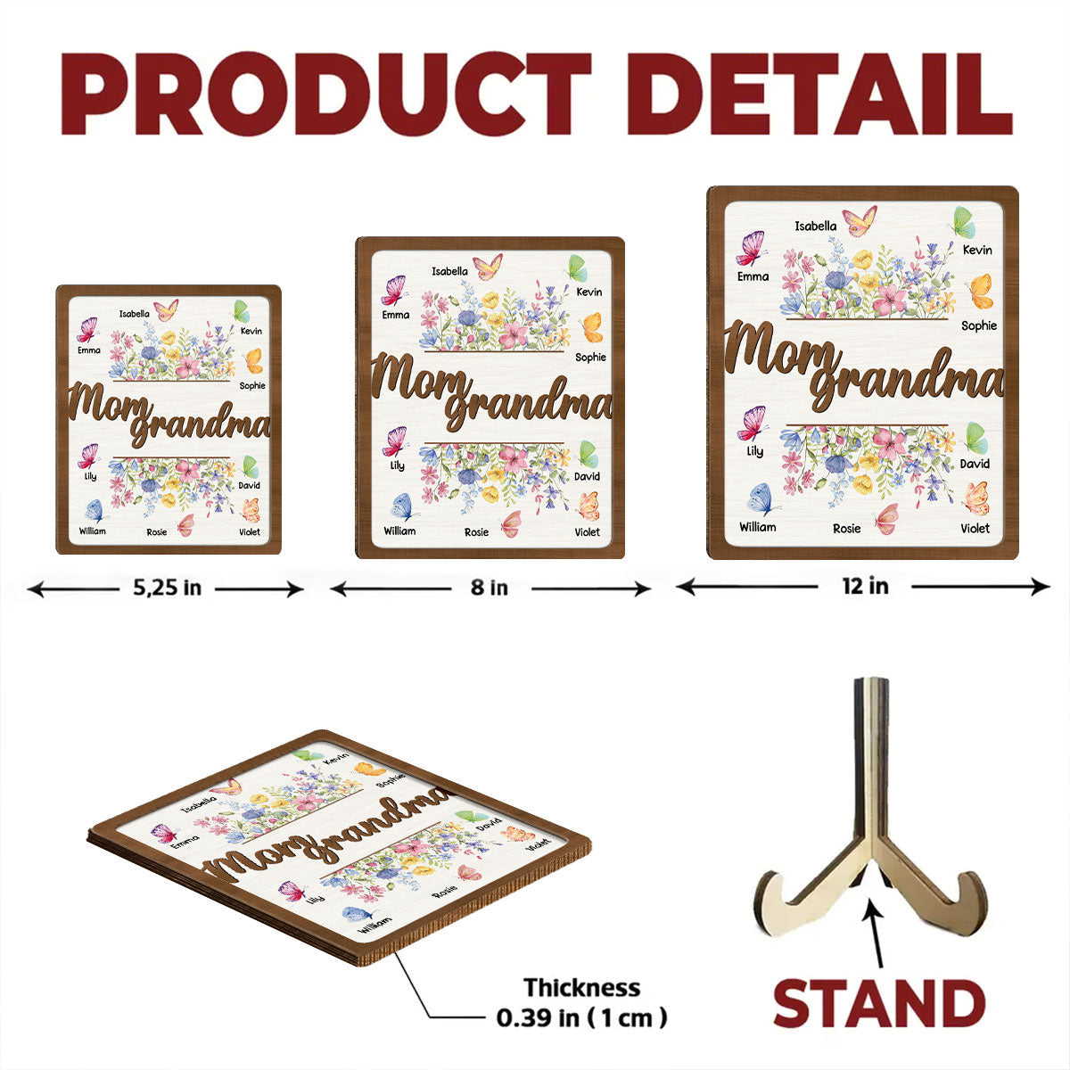 Mom Grandma - Personalized Custom Wooden Plaque