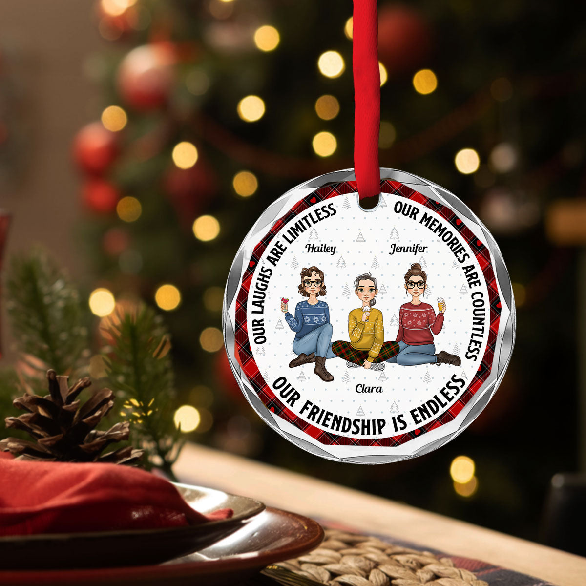 Our Friendship Is Endless Ver 2 - Personalized Custom Glass Ornament