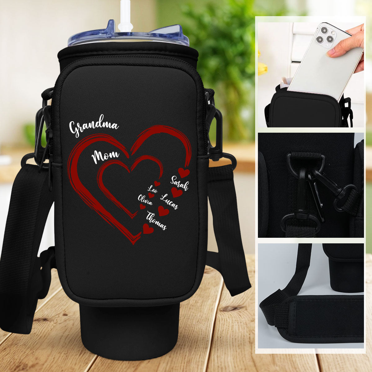 Kids And Grandkids Make Life Grand - Personalized Custom Water Bottle Carrier Bag