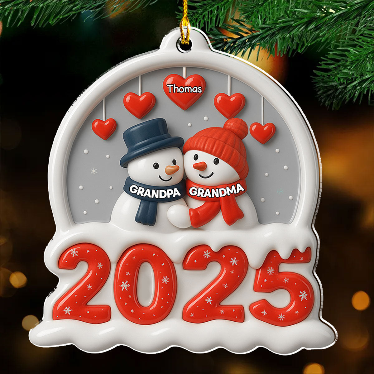 Grandma Grandpa And Grandkids Christmas - Personalized Custom Acrylic Ornament