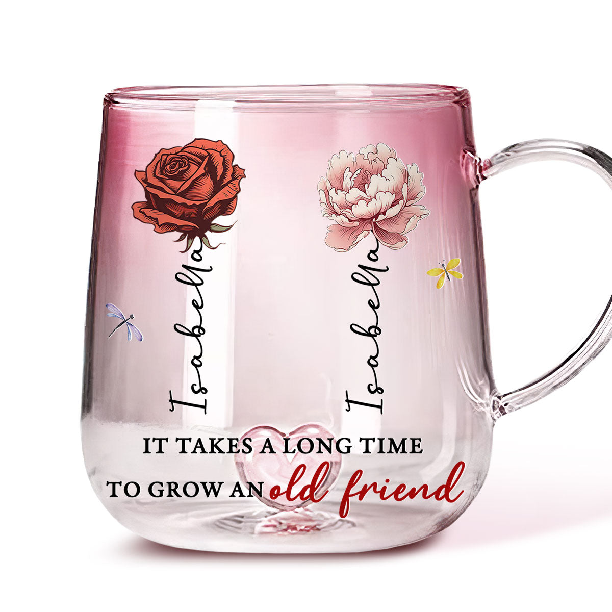 It Takes A Long Time - Personalized Custom Pink Gradient Glass Mug