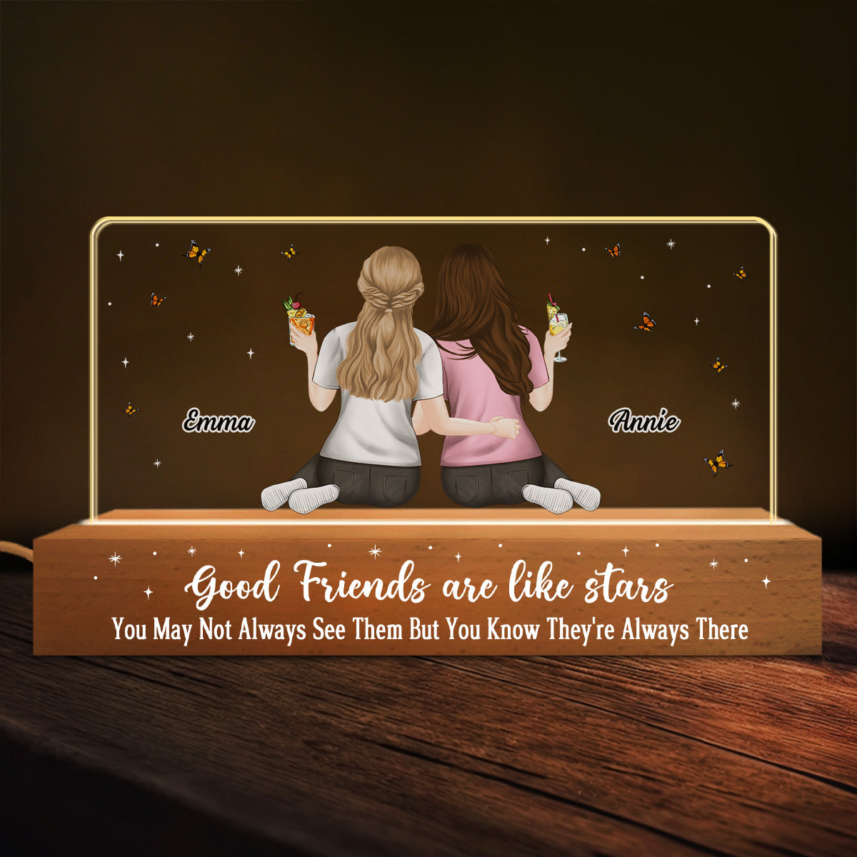 Friends Are Stars - Personalized Custom Acrylic 3D LED Night Light