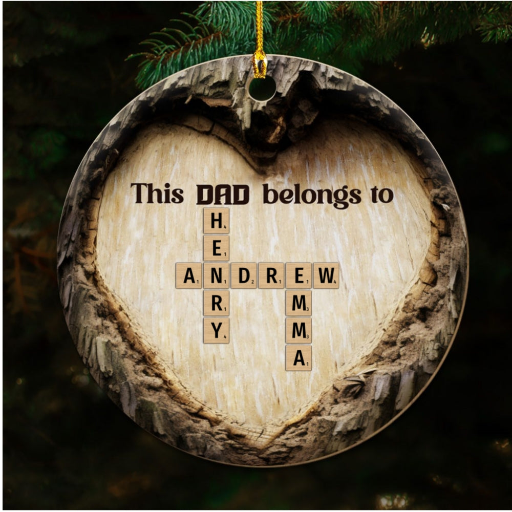 This Dad Belong To Crossword Art - Personalized Custom Wood Ornament