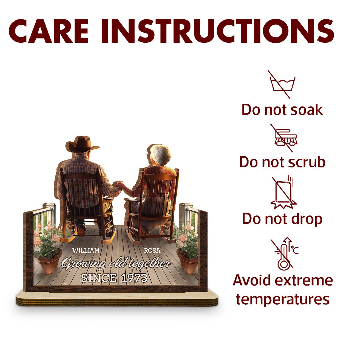 Porchside Bliss - Personalized Custom 2-Layer Wood Plaque With Flat Base