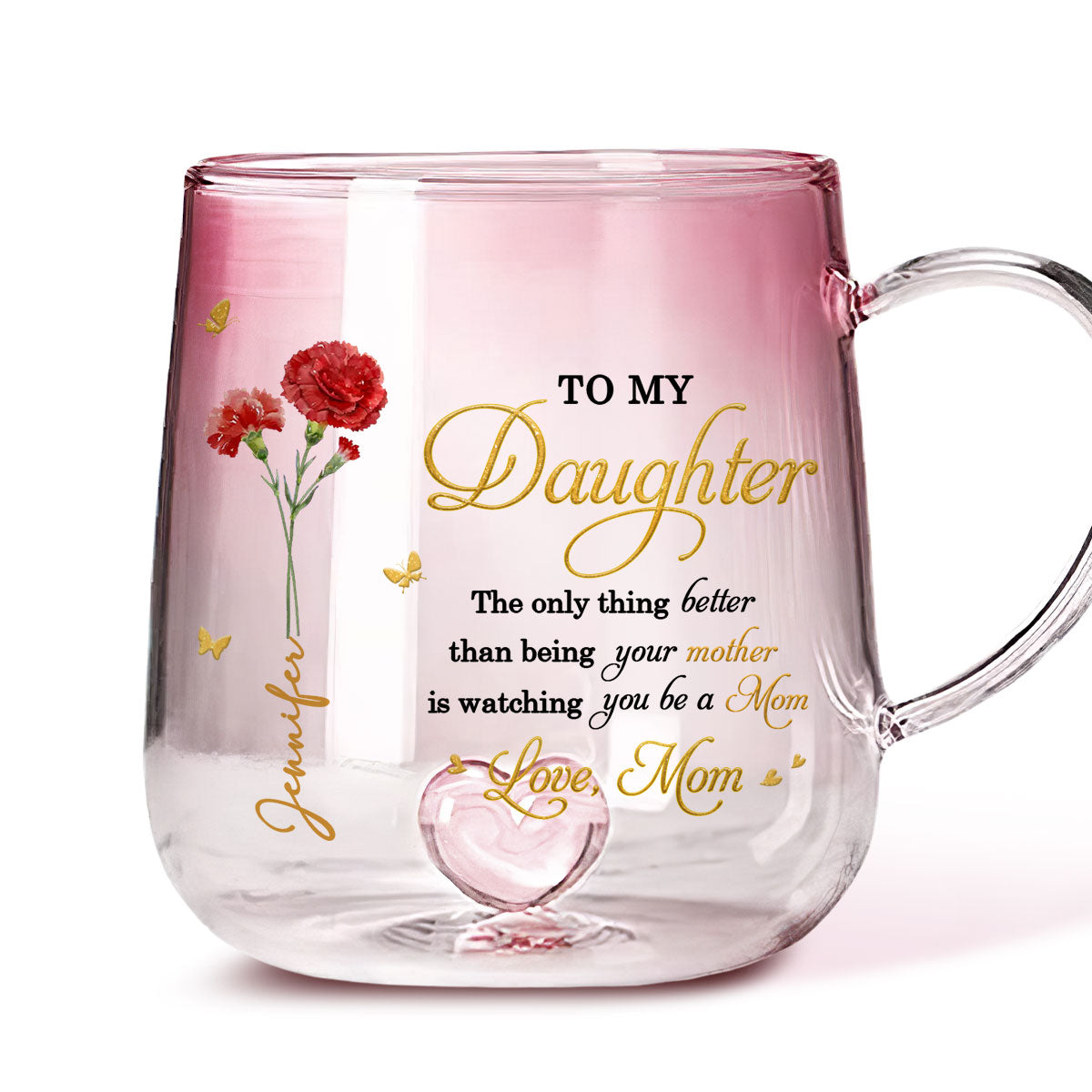 Watching You Be A Mom - Personalized Custom Pink Gradient Glass Mug