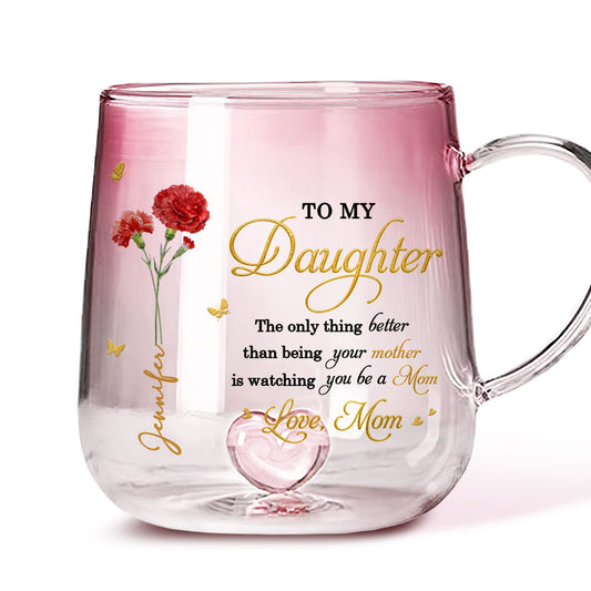 Watching You Be A Mom - Personalized Custom Pink Gradient Glass Mug
