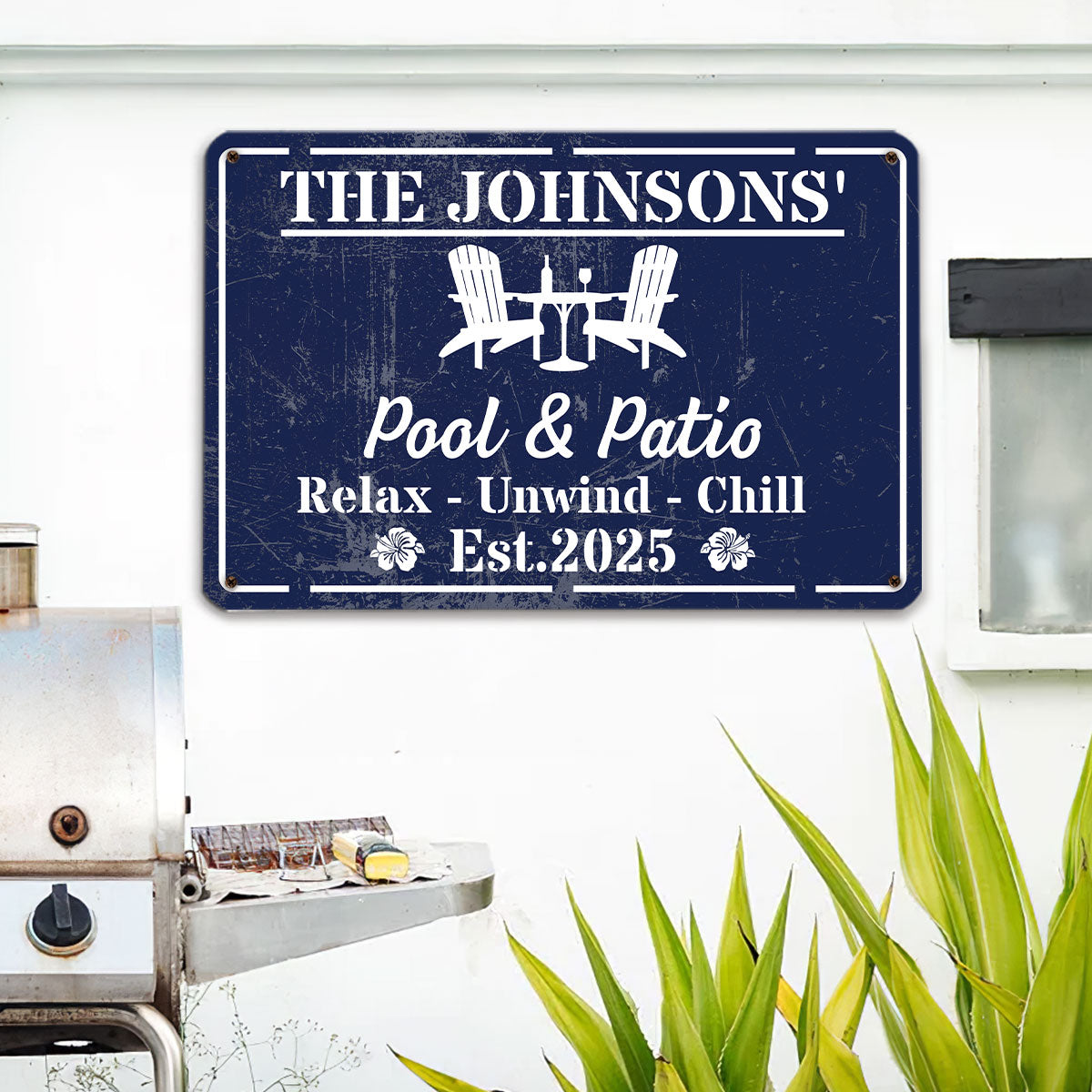 Welcome To Our Backyard Oasis - Personalized Custom Metal Sign