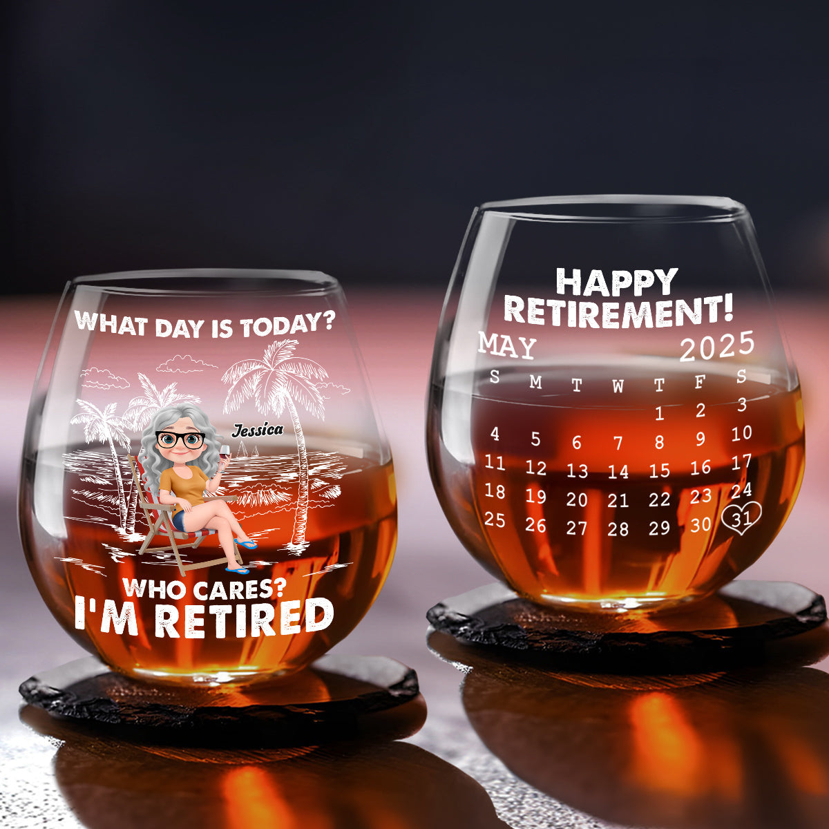 I Am Retired - Personalized Custom Wine Glass