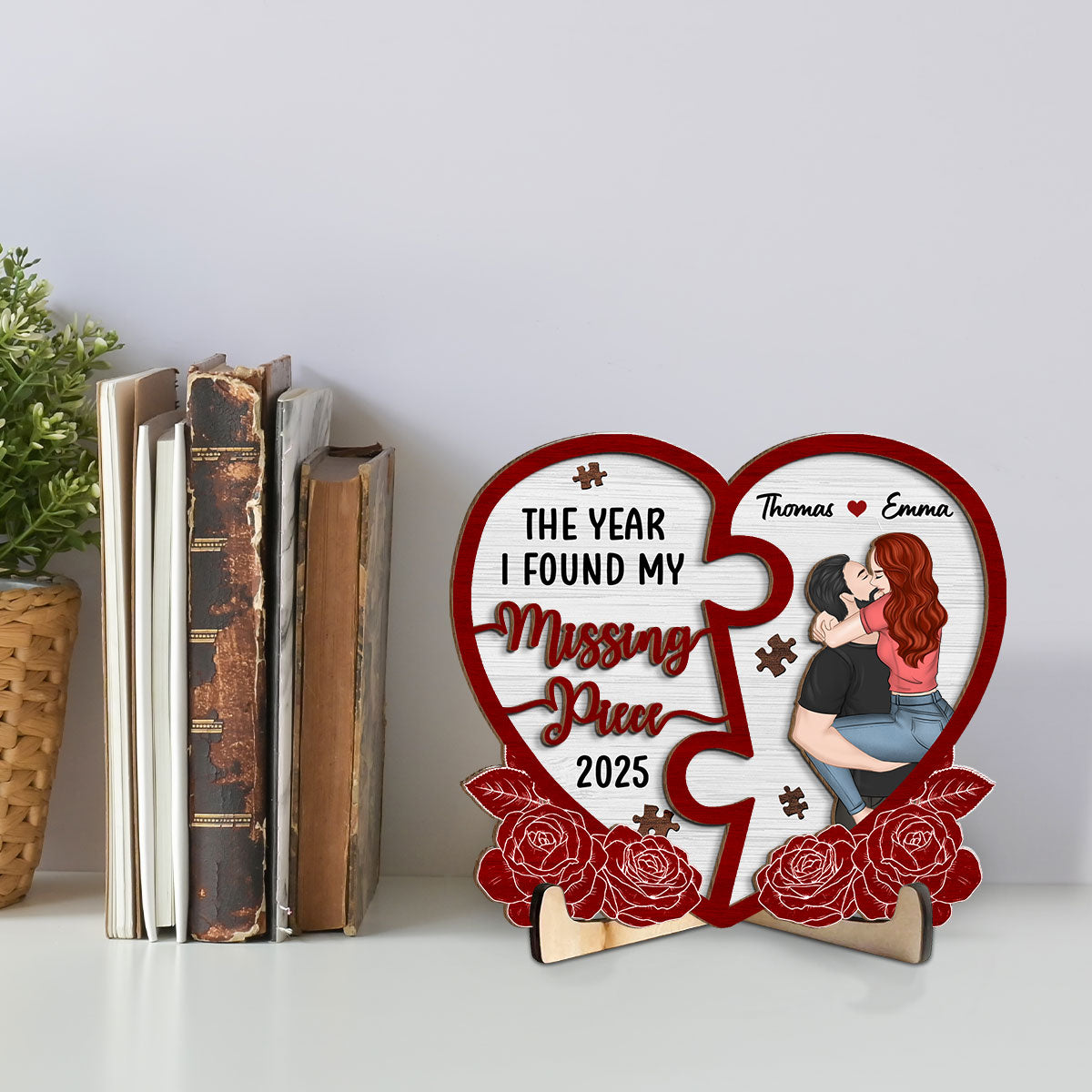 The Year I Found My Missing Piece Heart Puzzle - Personalized Custom Wooden Plaque