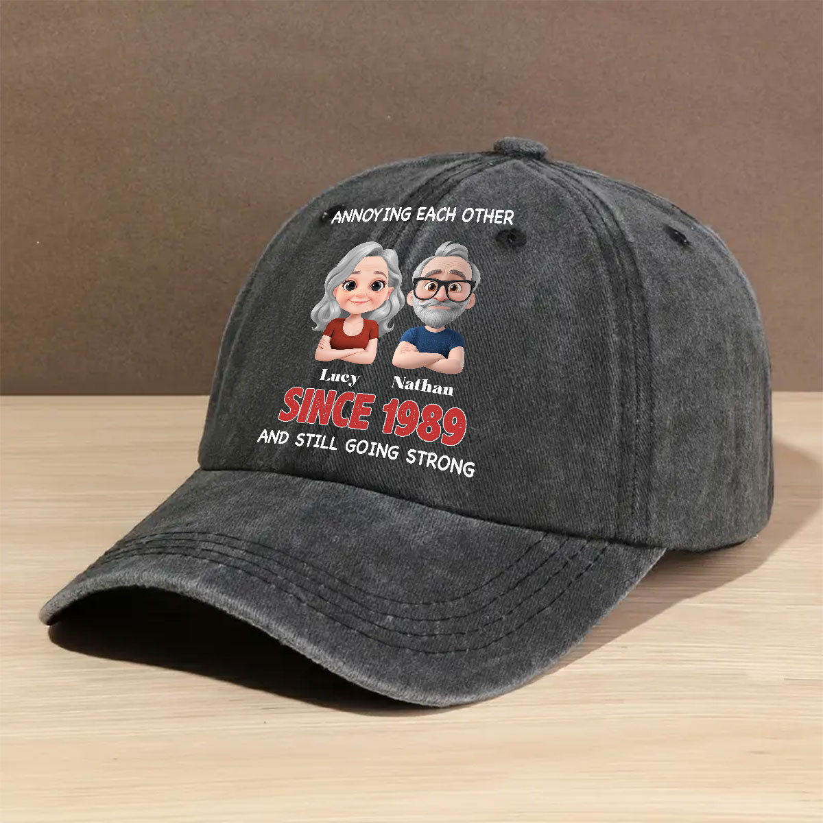 Together Forever - Personalized Custom Vintage Washed Denim Cap