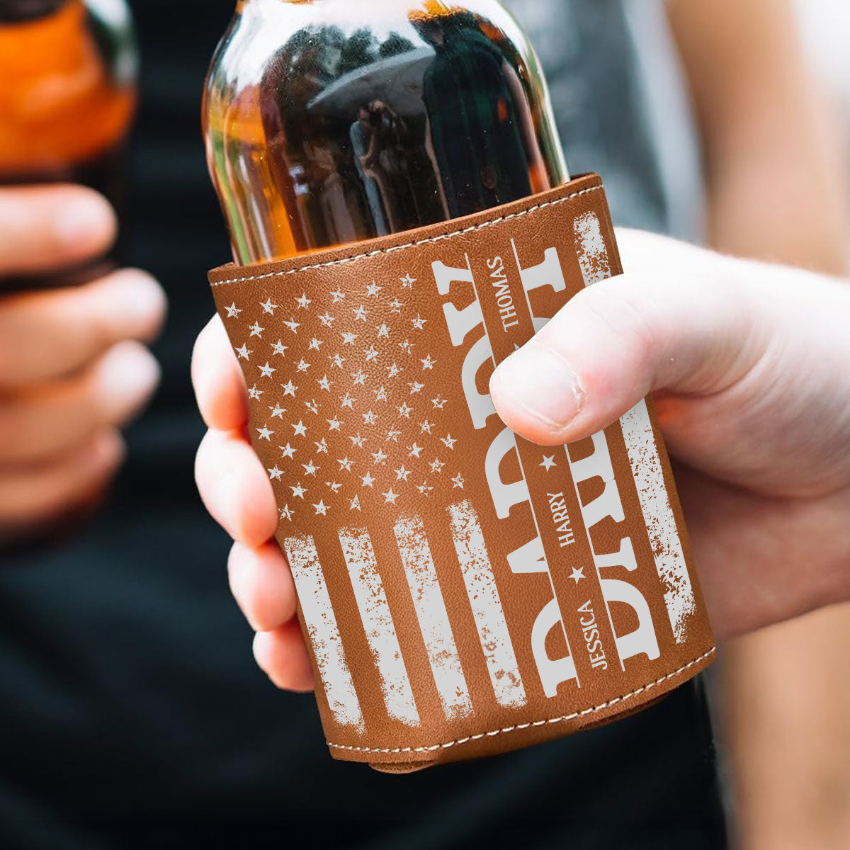 The Best Daddy - Personalized Custom Leather Can Cooler