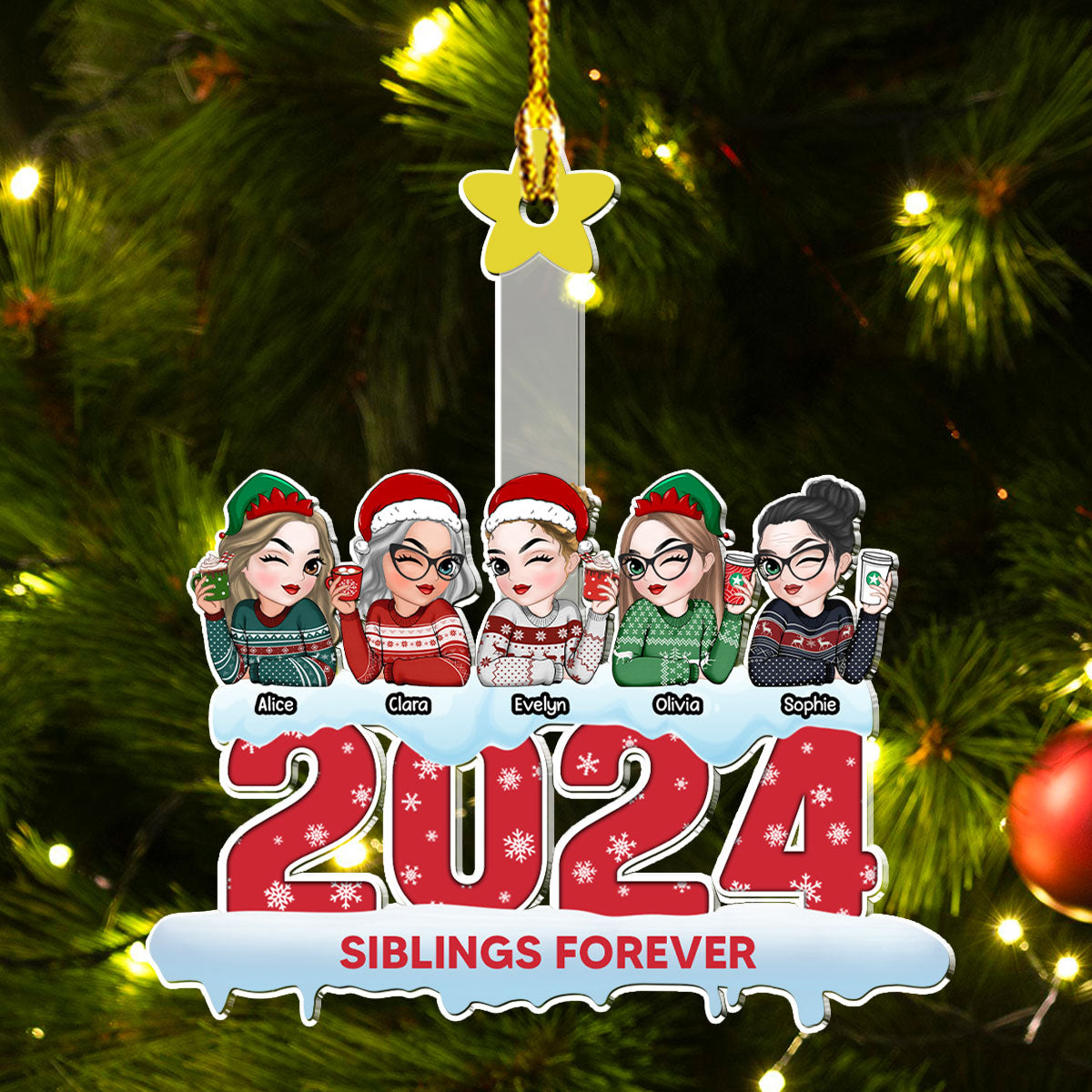 Sibling Forever - Personalized Custom Acrylic Ornament