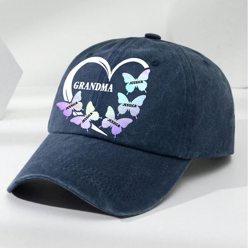 Grandma Love - Personalized Custom Vintage Washed Denim Cap